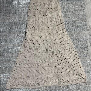 Solitaire Beige Crochet Maxi Skirt